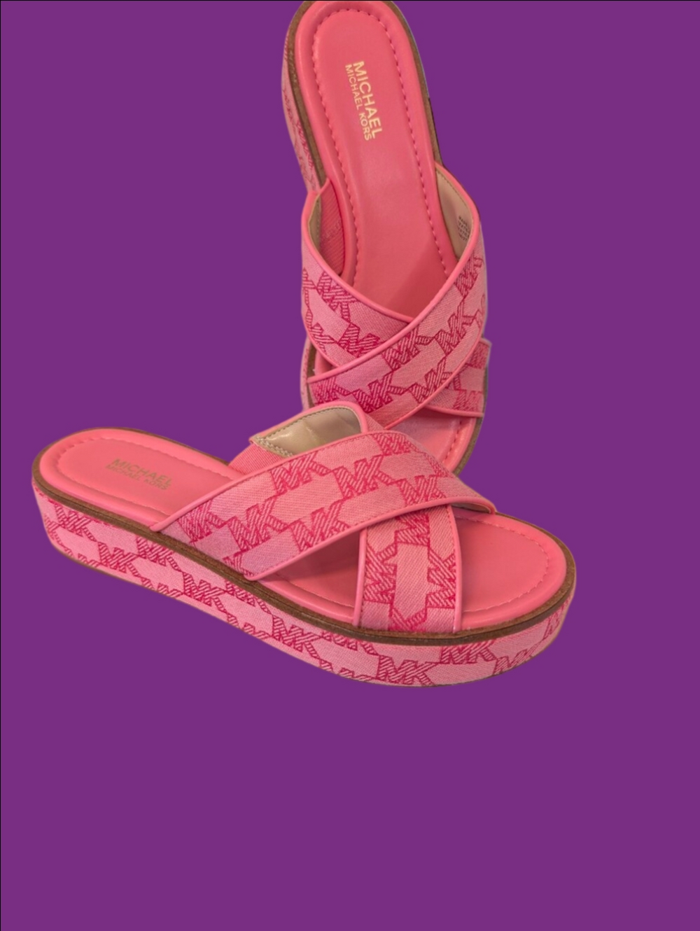 Shoes Michael Kors Coral Cross-Strap Platform Slide Sandals NW 7.5
